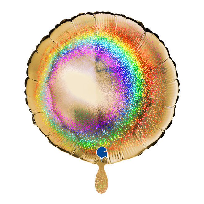 1 Balloon - Round - Glitter Holographic Gold 5