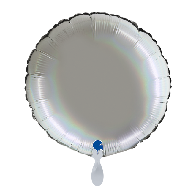 1 Balloon - Round - Rainbow Holographic Platinum Pure