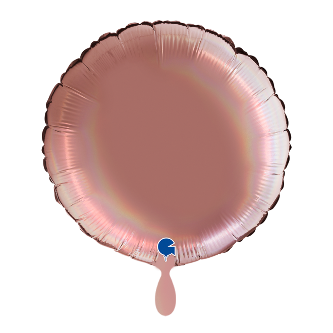 1 Balloon - Round - Rainbow Holographic Platinum Rosè