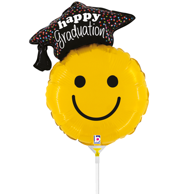 10 Miniballoons Airfilled - Graduation Smiley (Unverpackt)