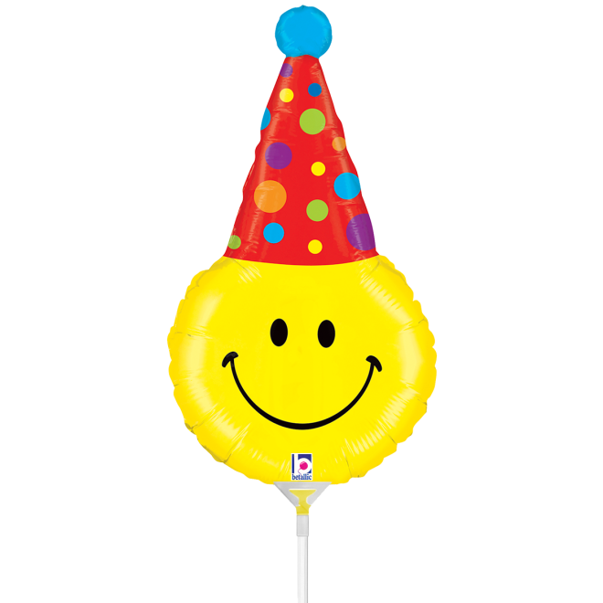10 Miniballoons Airfilled - Smiley Party Hat (Unverpackt)