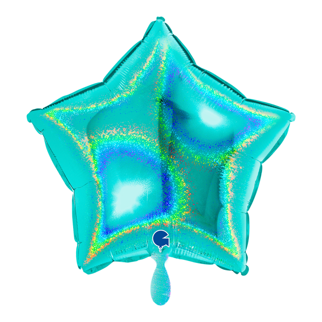 1 Balloon - Star - Glitter Holographic Tiffany