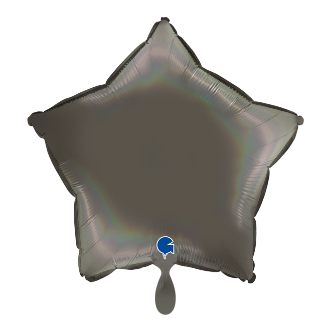 1 Balloon - Star - Rainbow Holographic Platinum Grey