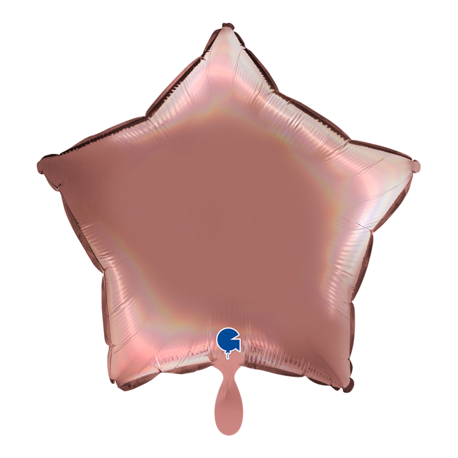 1 Balloon - Star - Rainbow Holographic Platinum Rosè