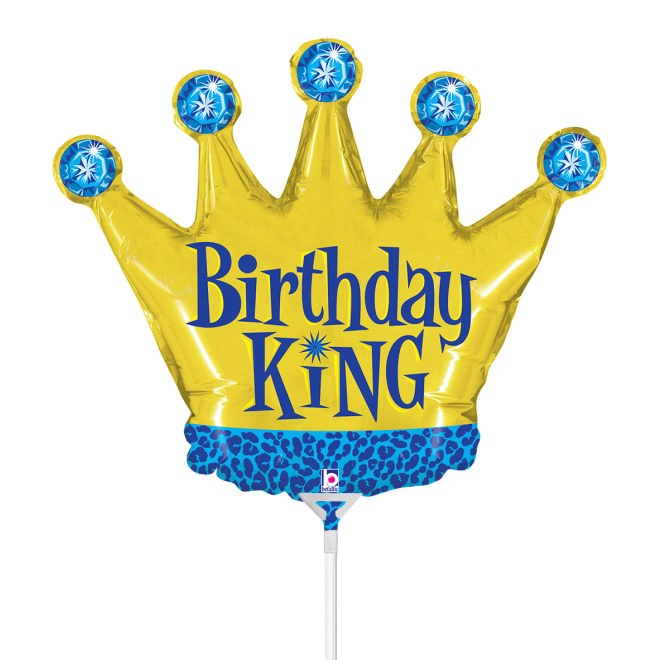 10 Miniballoons Airfilled - Birthday King (Unverpackt)
