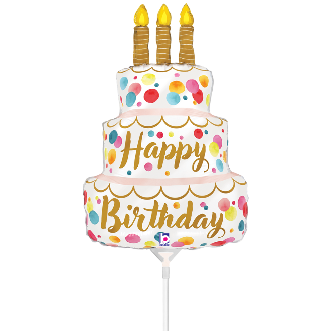 10 Miniballoons Airfilled - Satin Birthday Pink Cake (Unverpackt)