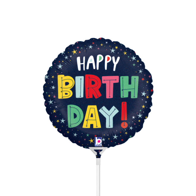 10 Miniballoons Airfilled - Birthday Colorful Stars (Unverpackt)