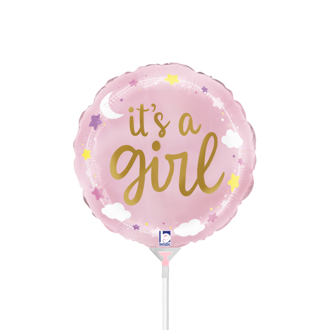 10 Miniballoons Airfilled - It's A Girl Stars & Clouds (Unverpackt)