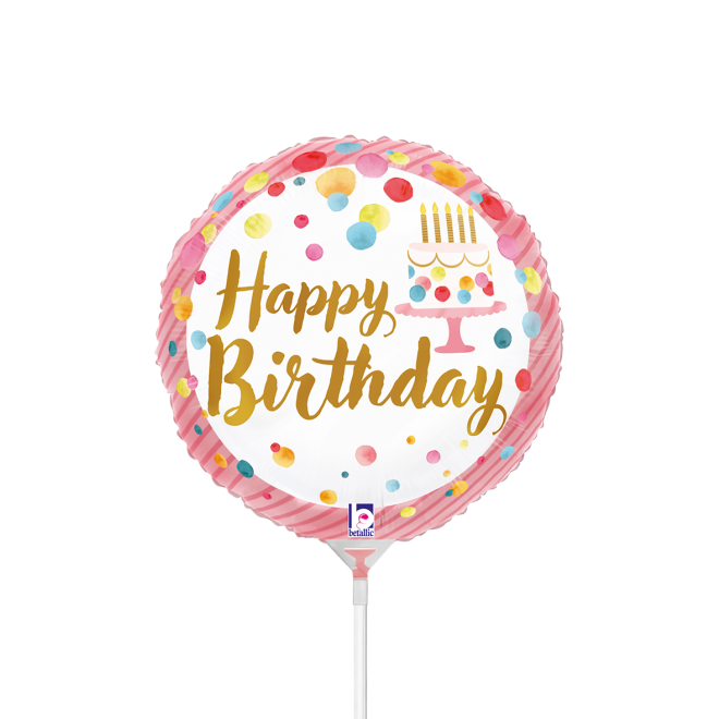 10 Miniballoons Airfilled - Satin Birthday Pink Party (Unverpackt)