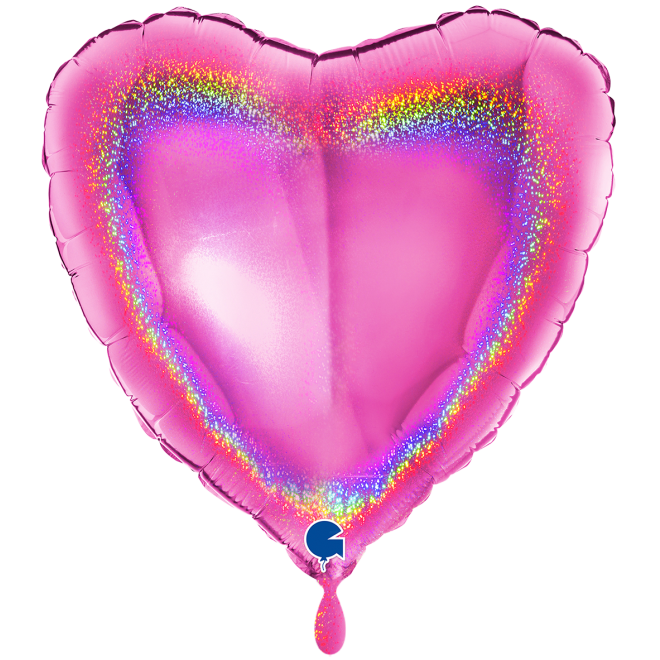 1 Balloon XXL - Heart - Glitter Holographic Fuxia