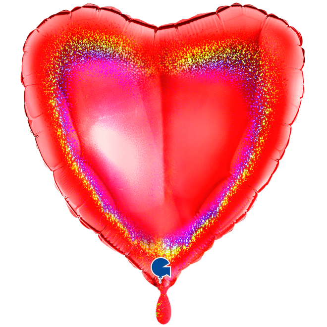 1 Balloon XXL - Heart - Glitter Holographic Red
