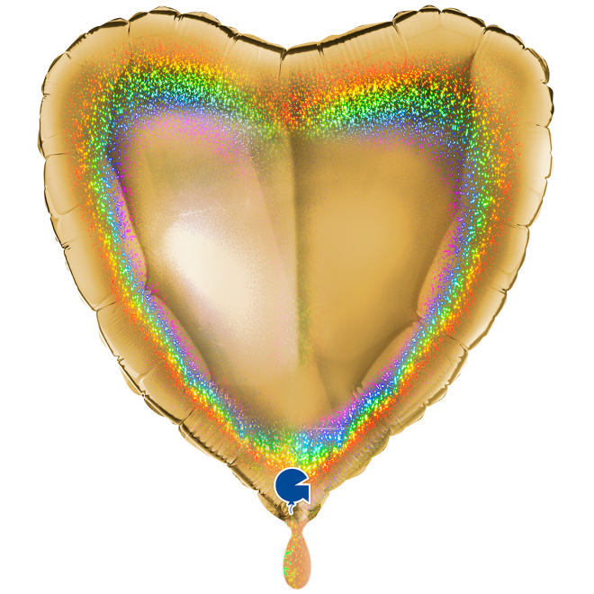 1 Balloon XXL - Heart - Glitter Holographic Gold 5