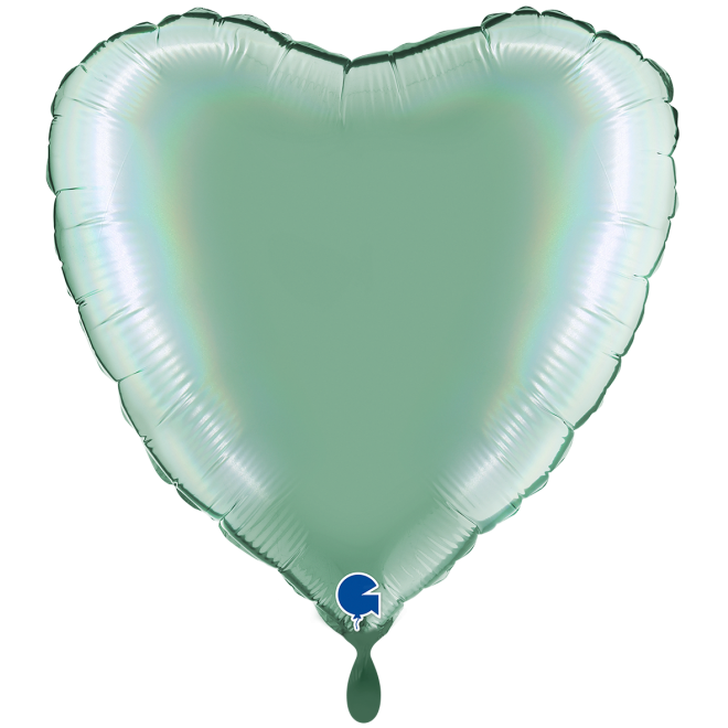 1 Balloon XXL - Heart - Rainbow Holographic Platinum Tiffany