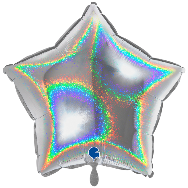 1 Balloon XXL - Star - Glitter Holographic Silver