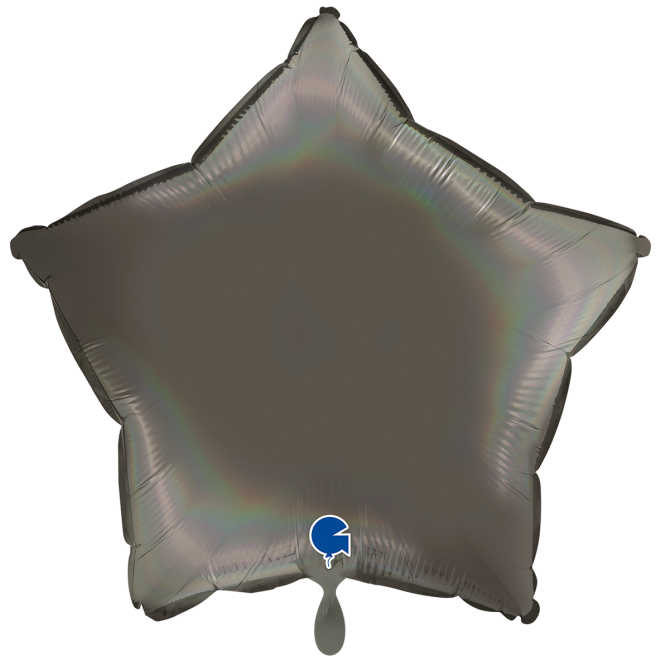 1 Balloon XXL - Star - Rainbow Holographic Platinum Grey