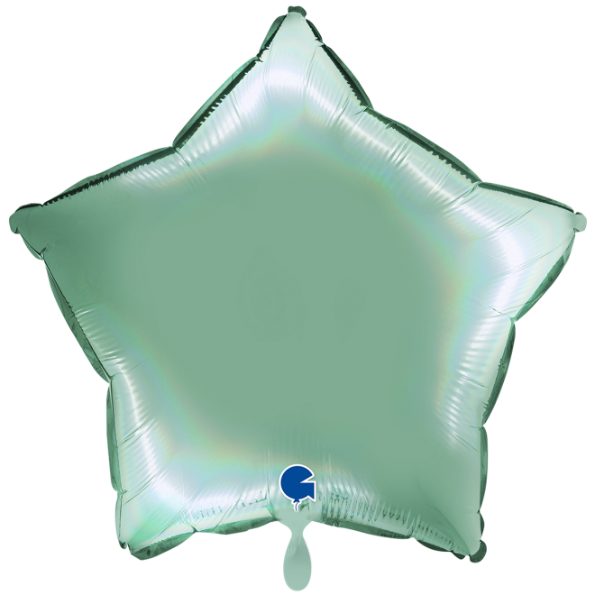 1 Balloon XXL - Star - Rainbow Holographic Platinum Tiffany
