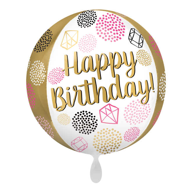 1 Balloon - Orbz® - Happy Birthday Gems