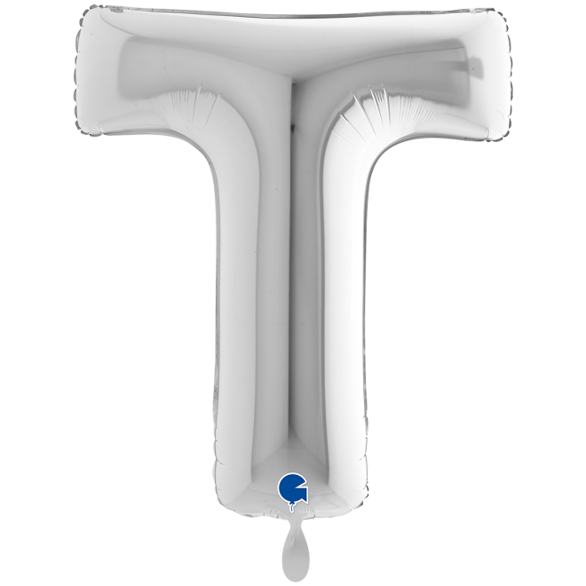 1 Balloon XXL - Letter T - Silver