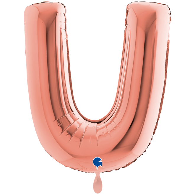 1 Balloon XXL - Letter U - Rosegold