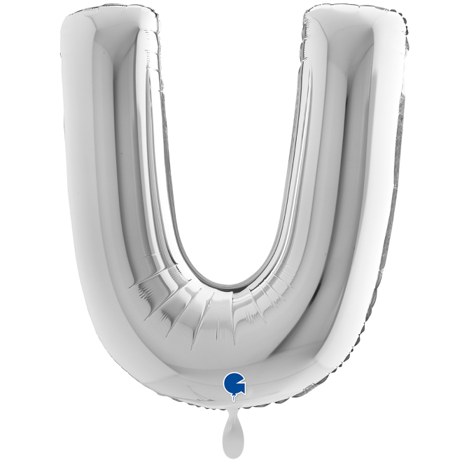 1 Balloon XXL - Letter U - Silver