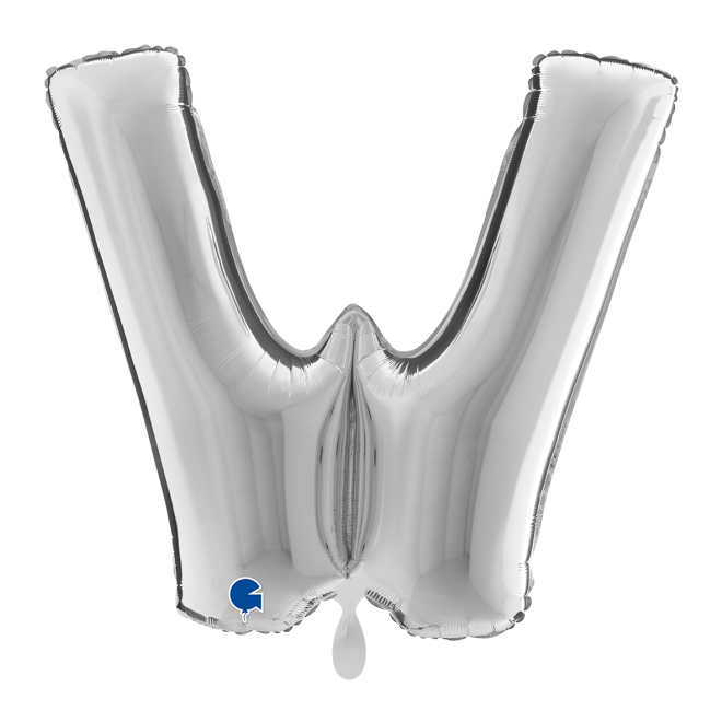 1 Balloon XXL - Letter W - Silver