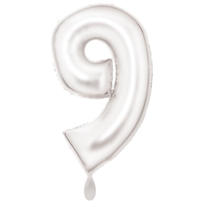 1 Balloon XXL - Zahl 9 - Silk Lustre Weiß