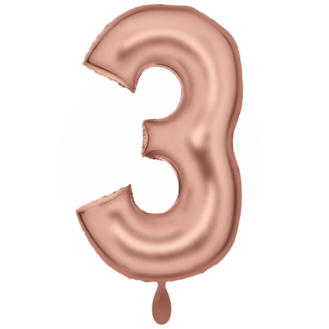 1 Balloon XXL - Zahl 3 - Silk Lustre Rosegold