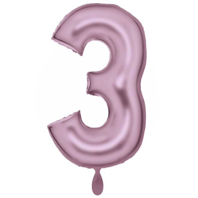 1 Balloon XXL - Zahl 3 - Silk Lustre Pastel Pink
