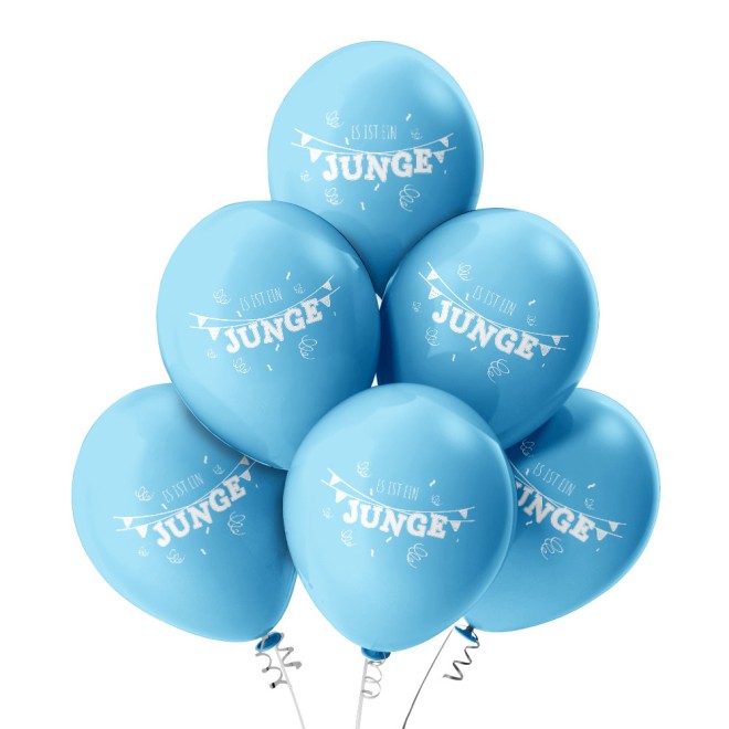 6 Luftballons Es ist ein Junge - Hellblau
