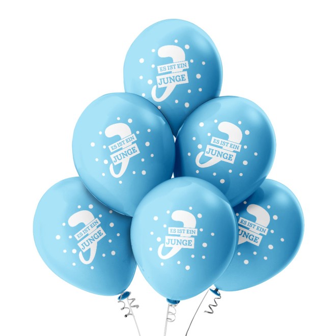 6 Luftballons Es ist ein Junge Punkte - Hellblau