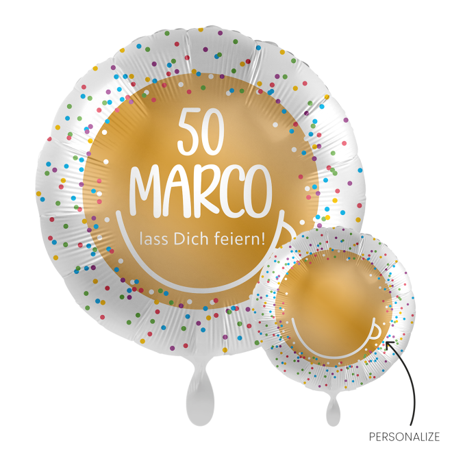 Folienballons Personalisiert Ø 45 cm - Geburtstag Konfetti