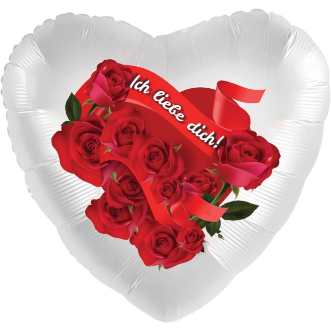Folienballons - Herzballon Liebe Rosen Ø 45 cm