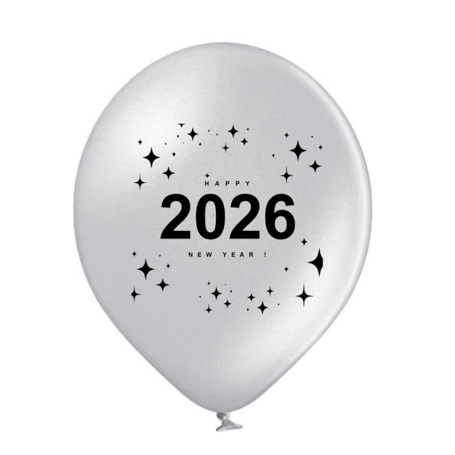 Luftballons Silvester: 2026 - Silber - Metallic