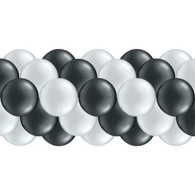 Luftballongirlanden-Set Silber & Schwarz (Metallic / Glänzend) ab 3 m
