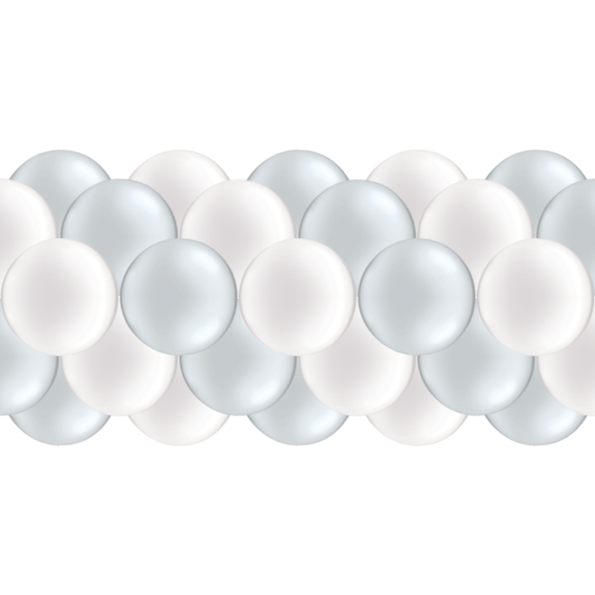 Luftballongirlanden-Set Silber & Weiß (Metallic / Glänzend) ab 3 m