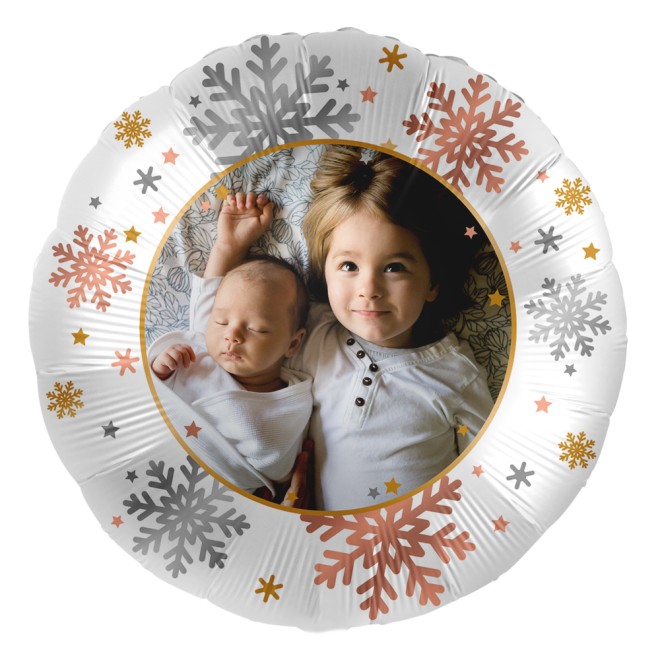 Folienballons Fotodruck - Rundballon Weihnachten Schnee & Sterne Ø 45 cm