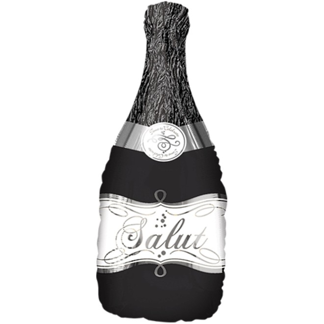 Folienballon Sektflasche Schwarz - Salut 91 cm