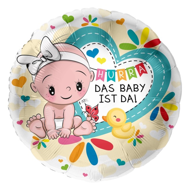 Folienballons Geburt Hurra Das Baby Ist Da Ø 45 cm
