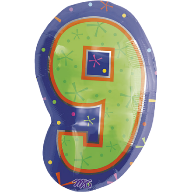 Folienballon Zahl - 9 - Bunt Ø 45 cm
