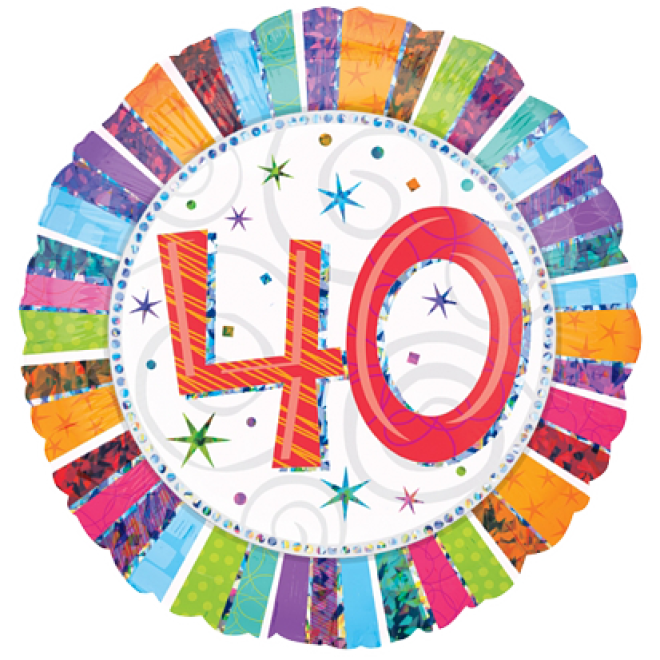 Folienballon Zahl - 40 - Radiant - Holographic Ø 45 cm