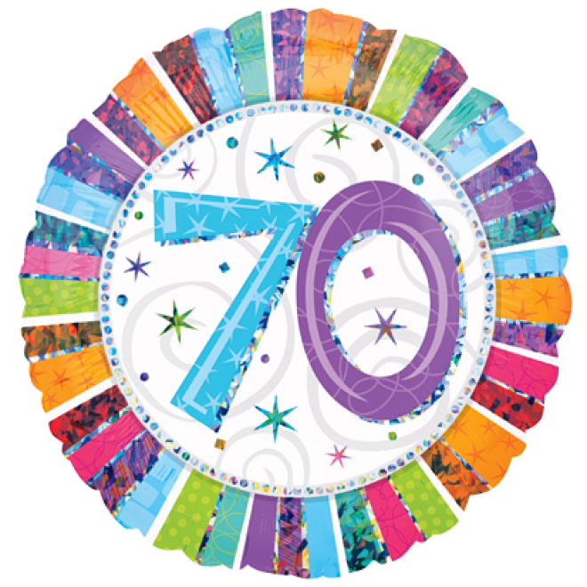 Folienballon Zahl - 70 - Radiant - Holographic Ø 45 cm