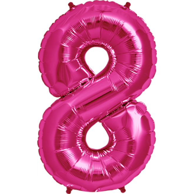 Folienballon Zahl - 8 - Pink 40 cm