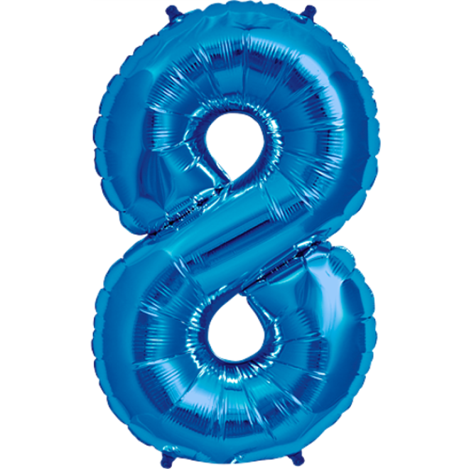 Folienballon Zahl - 8 - Blau 40 cm