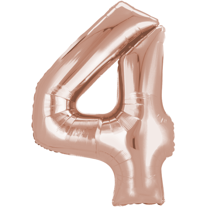 Folienballon Zahl - 4 - Rose Gold 80-86 cm