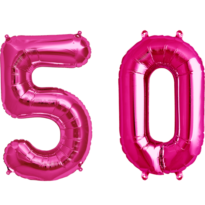 Folienballon Set Zahl - 50 - Pink 40 cm