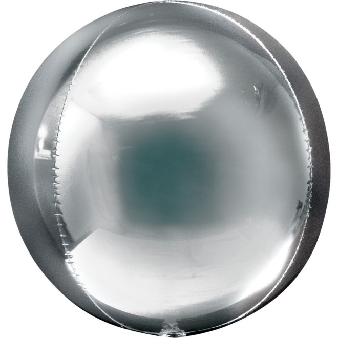 Folienballon Kugel (Orbz) - Silber 40 cm