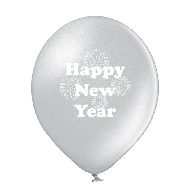 Luftballons Silvester: Happy New Year - Silber - Metallic Ø 30 cm