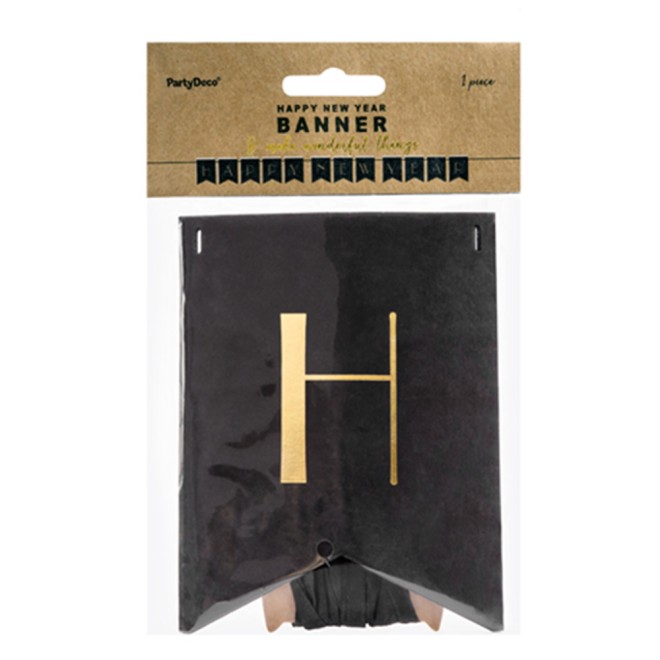 Girlande Silvester - Happy New Year - Schwarz & Gold