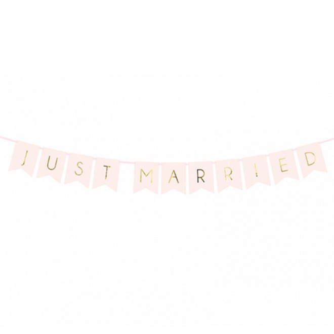 Papiergirlande - Just Married - Rosa | luftballon.de