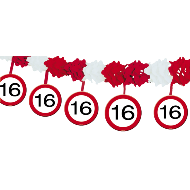 Papier-Girlande 16 - Verkehrsschild - 4 m